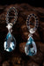 Aquamarine, Diamond, & Australian Black Sapphire Earrings