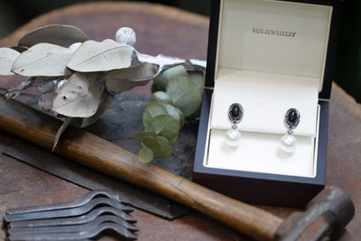 Black Spinel and Australian South Sea Pearl Earrings