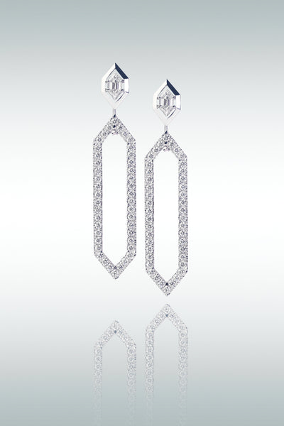 Elongated Hexagonal Diamond drop earrings