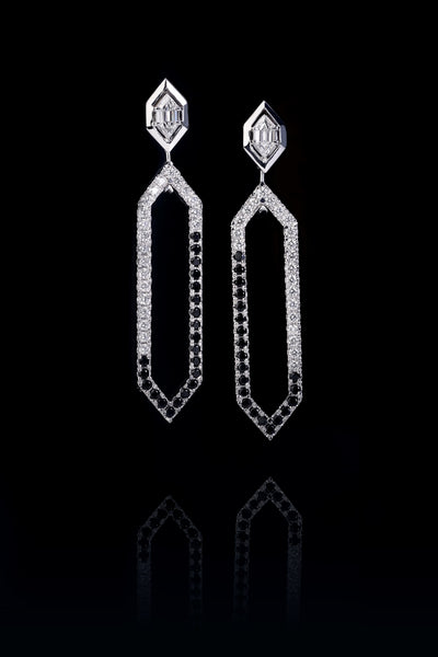 Elongated Hexagonal Diamond drop earrings