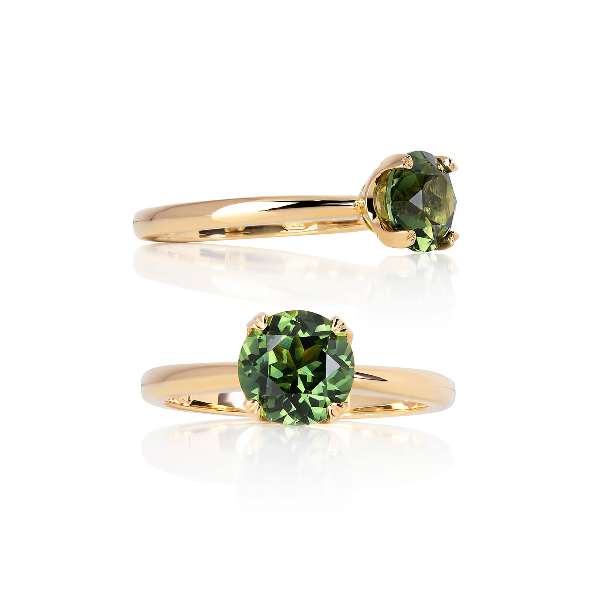 Custom Australian Green Sapphire Engagement Ring