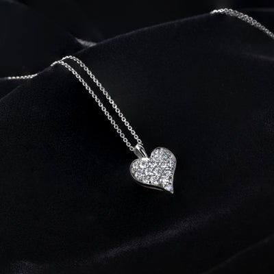 Platinum Sculptured Heart Pave Diamond pendent