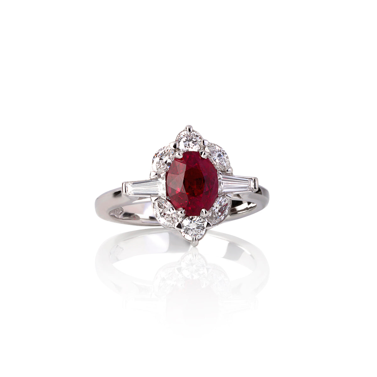 Custom Burmese Ruby & Diamond Ring