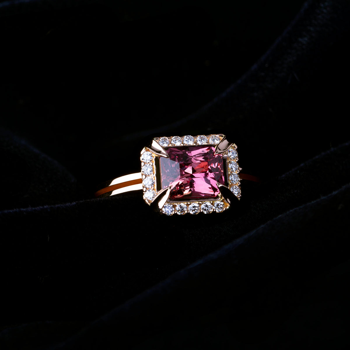 Custom Madagascan Cinnamon Sapphire and Diamond ring