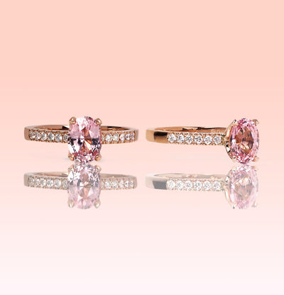 Custom Peachy/Pink Sapphire Engagement ring.